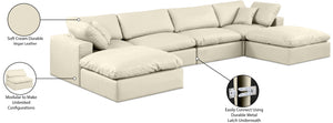 Comfy Cream Vegan Leather Modular Sectional 188Cream-Sec6B Meridian Furniture