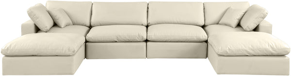 Comfy Cream Vegan Leather Modular Sectional 188Cream-Sec6B Meridian Furniture
