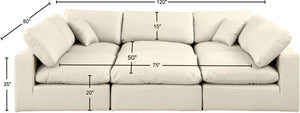 Comfy Cream Vegan Leather Modular Sectional 188Cream-Sec6C Meridian Furniture