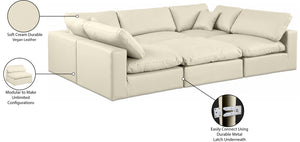 Comfy Cream Vegan Leather Modular Sectional 188Cream-Sec6C Meridian Furniture