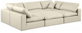 Comfy Cream Vegan Leather Modular Sectional 188Cream-Sec6C Meridian Furniture