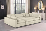 Comfy Cream Vegan Leather Modular Sectional 188Cream-Sec6C Meridian Furniture