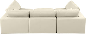 Comfy Cream Vegan Leather Modular Sectional 188Cream-Sec6C Meridian Furniture