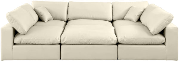 Comfy Cream Vegan Leather Modular Sectional 188Cream-Sec6C Meridian Furniture