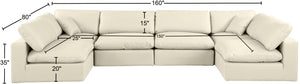 Comfy Cream Vegan Leather Modular Sectional 188Cream-Sec6D Meridian Furniture
