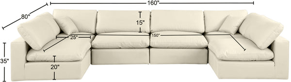 Comfy Cream Vegan Leather Modular Sectional 188Cream-Sec6D Meridian Furniture