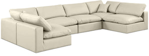 Comfy Cream Vegan Leather Modular Sectional 188Cream-Sec6D Meridian Furniture