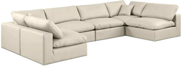 Comfy Cream Vegan Leather Modular Sectional 188Cream-Sec6D Meridian Furniture