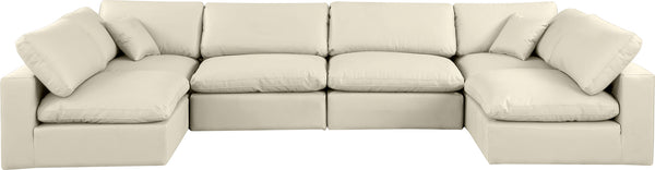 Comfy Cream Vegan Leather Modular Sectional 188Cream-Sec6D Meridian Furniture