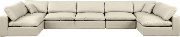 Comfy Cream Vegan Leather Modular Sectional 188Cream-Sec7B Meridian Furniture