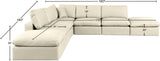 Comfy Cream Vegan Leather Modular Sectional 188Cream-Sec7C Meridian Furniture