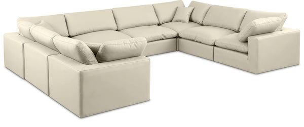 Comfy Cream Vegan Leather Modular Sectional 188Cream-Sec8A Meridian Furniture