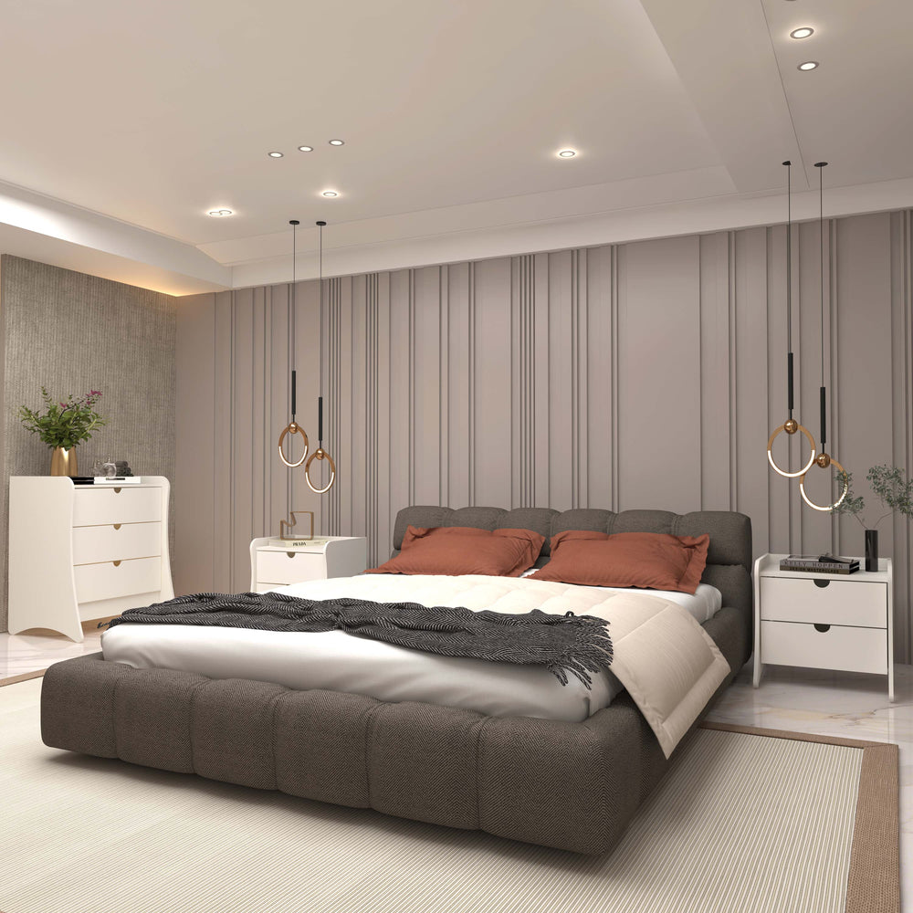 Coney 3-Piece Dresser and 2 Nightstands in White 188GMC1 Manhattan Comfort