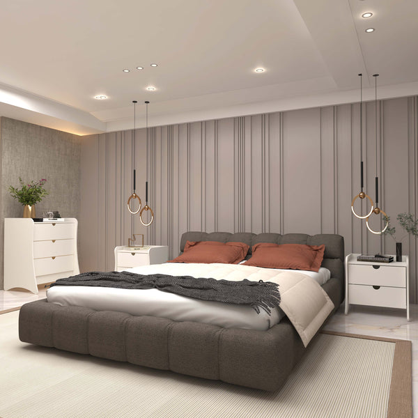 Coney 3-Piece Dresser and 2 Nightstands in White 188GMC1 Manhattan Comfort