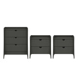 Coney 3-Piece Dresser and 2 Nightstands in Grey 188GMC9 Manhattan Comfort