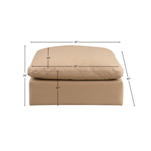 Comfy Tan Vegan Leather Modular Ottoman 188Tan-Ott Meridian Furniture