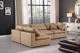 Comfy Tan Vegan Leather Modular Sectional 188Tan-Sec4B Meridian Furniture