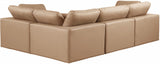 Comfy Tan Vegan Leather Modular Sectional 188Tan-Sec4C Meridian Furniture