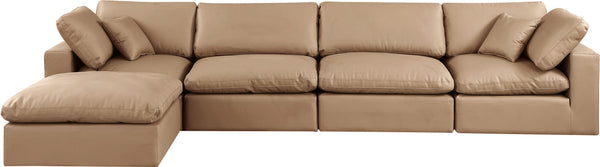 Comfy Tan Vegan Leather Modular Sectional 188Tan-Sec5A Meridian Furniture