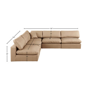 Comfy Tan Vegan Leather Modular Sectional 188Tan-Sec5B Meridian Furniture