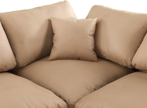 Comfy Tan Vegan Leather Modular Sectional 188Tan-Sec5C Meridian Furniture