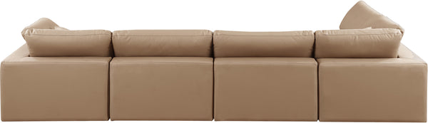 Comfy Tan Vegan Leather Modular Sectional 188Tan-Sec5D Meridian Furniture