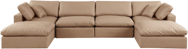 Comfy Tan Vegan Leather Modular Sectional 188Tan-Sec6B Meridian Furniture