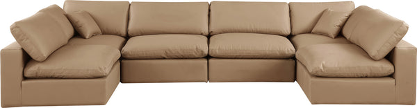 Comfy Tan Vegan Leather Modular Sectional 188Tan-Sec6D Meridian Furniture