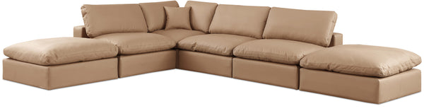 Comfy Tan Vegan Leather Modular Sectional 188Tan-Sec6E Meridian Furniture