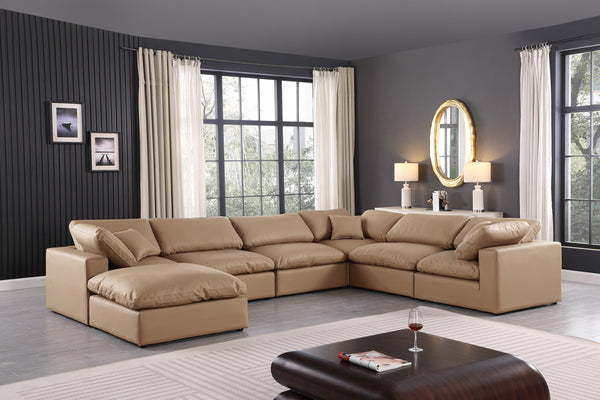 Comfy Tan Vegan Leather Modular Sectional 188Tan-Sec7A Meridian Furniture