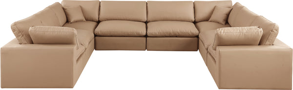 Comfy Tan Vegan Leather Modular Sectional 188Tan-Sec8A Meridian Furniture