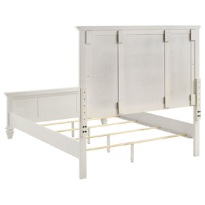 English Elm Copper White Wood Queen Panel Bed with Slatted Venting, Sturdy Asian Hardwood Frame, Timeless Finish B062S00663