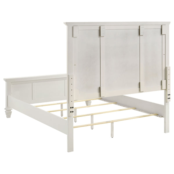 English Elm Copper White Wood Queen Panel Bed with Slatted Venting, Sturdy Asian Hardwood Frame, Timeless Finish B062S00663