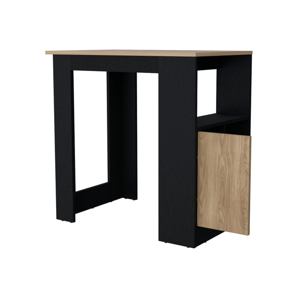 English Elm Wenge Compact Kitchen Island with Door & Open Storage, Melamine Finish, Prep Station for Small Spaces B062P227648