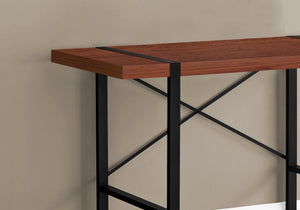 English Elm Computer Desk, Stylish Brown Laminate With Black Metal Legs, Modern Workspace For Home & Office B2710P219878