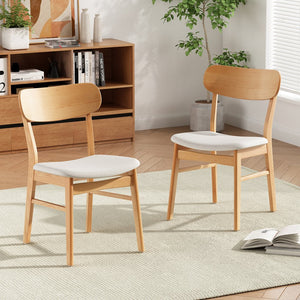 English Elm Christopher Knight Home® - DINING Chair with Cushioned Fabric Seat and Solid Rubberwood Legs, Natural Oak Finish, Stylish Comfort Light beige 58925.00LBE
