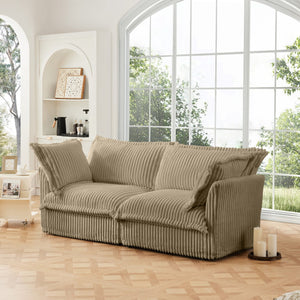 English Elm Modern Slipcovered 2-Seat Sofa Couch - Comfy Corduroy, Removable Covers, Ideal For Small Spaces! W3041S00064
