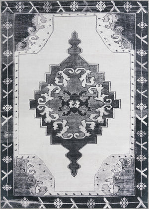 Unique Loom Timeless Thomas Machine Made Medallion Rug Black and White, Gray 8' 4" x 12' 2"