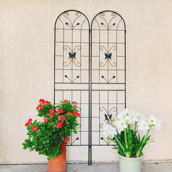 English Elm 4 Pack Powder Coated Steel Garden Trellis Panels Rustproof Vertical Vine Support Outdoor Black W1586P151254