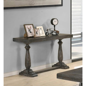 English Elm 50" Distressed Dove Finish Entryway Console Solid Wood Surface Rustic Transitional Hallway Piece Gray B011P427260