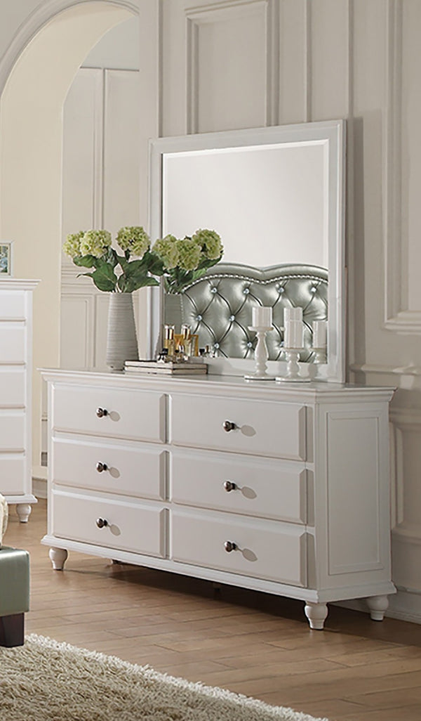 English Elm Modern Wide Dresser with Knob Hardware White Birch Veneer Bedroom Storage Chest B011P448739