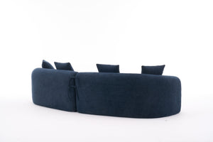 English Elm Compression Compression Sponge Sofa Curved Modular Sectional with 30D High-Density Chenille Sleeper for Cozy Apartment Living Room Comfort and Safe Rounded Design Antique Blue W2231S00019
