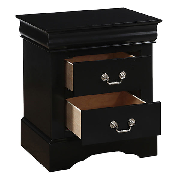 English Elm Black 2-Drawer Nightstand - Elegant Bedside Storage With Durable Craftsmanship For Modern Bedrooms B062P189240