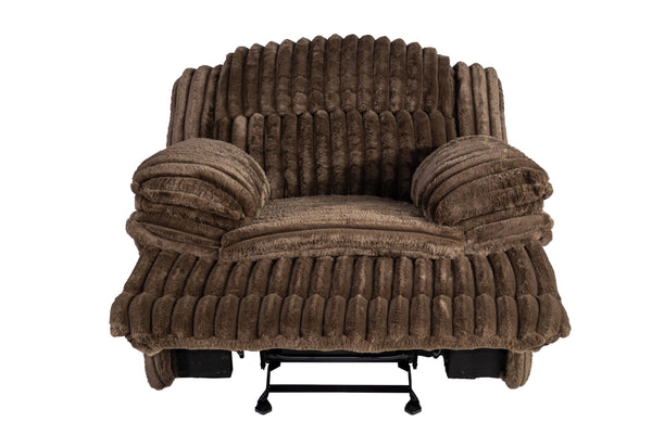 English Elm Manual Glider Recliner Plush Fur-Like Corduroy Upholstery, Smooth Glide, Padded Arms & Backrest Chocolate 28 L x 45 W x 33 H B089P296896