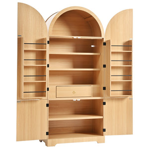 English Elm K&k Farmhouse Pantry Cabinet 72 Inch Tall Mdf Cupboard with Adjustable Shelves Natural N707S000020Y