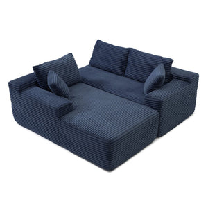English Elm 105'' Modular Cloud Sectional with Deep Corduroy Cushions for Living Room Lounging W1117S00334
