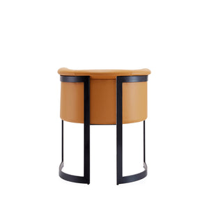 English Elm Corso Modern Metal Dining Chair with Smooth Vegan Leather Upholstery and Geometric Black Frame Camel B365P397710