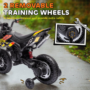 English Elm Qaba Kids Electric Dirt Bike 6v Battery Powered Ride on with Training Wheels Ages 3 to 8 Yellow W2225P249806