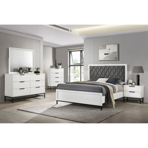 English Elm Black Five Piece California King Bedroom Set with Led Headboard and Metallic Accents B062S01828