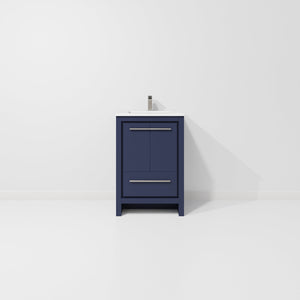 English Elm Navy Blue Bath Vanity With White Quartz Top & Gun Metal Faucet - Stylish Storage For Small Spaces B2731P259242